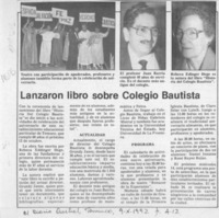 Lanzaron libro sobre Colegio Bautista  [artículo].
