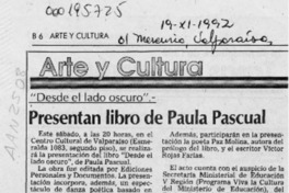 Presentan libro de Paula Pascual  [artículo].