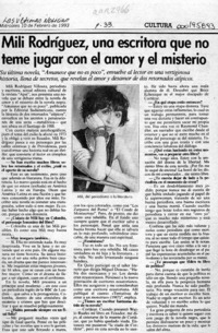 Mili Rodríguez, una escritora que no teme jugar con el amor y el misterio  [artículo].