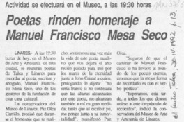 Poetas rinden homenaje a Manuel Francisco Mesa Seco  [artículo].