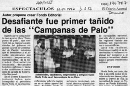 Desafiante fue primer tañido de las "Campanas de palo"  [artículo].