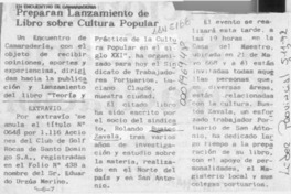 Preparan lanzamiento de libro sobre cultura popular  [artículo].