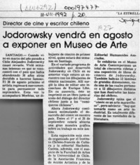 Jodorowsky vendrá en agosto a exponer en Museo de Arte  [artículo].