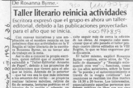 Taller literario reinicia actividades  [artículo].