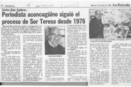 Periodista aconcagüino siguió el proceso de Sor Teresa desde 1976  [artículo].