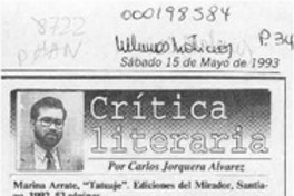 Marina Arrate, "Tatuaje"  [artículo] Carlos Jorquera Alvarez.