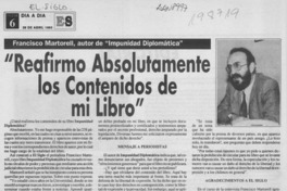 "Reafirmo absolutamente los contenidos de mi libro" "Reafirmo absolutamente los contenidos de mi libro"