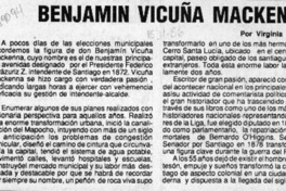 Benjamín Vicuña Mackenna  [artículo] Virginia Giesen L.
