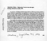 Balmaceda, varón de una sola agua  [artículo] Santiago Quer Antich.