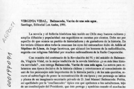 Balmaceda, varón de una sola agua  [artículo] Santiago Quer Antich.