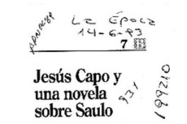 Jesús Capo y una novela sobre Saulo  [artículo].