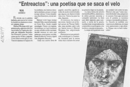 "Entreactos", una poetisa se saca el velo  [artículo] M. E. M.