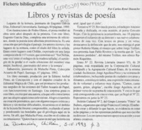 Libros y revistas de poesía  [artículo] Carlos René Ibacache.