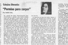 "Permiso para zarpar"  [artículo] Sara Vial.