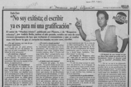 "No soy exitista; el escribir ya es para mí un gratificación" "No soy exitista; el escribir ya es para mí un gratificación"