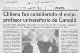 Chileno fue considerado el mejor profesor universitario de Canadá  [artículo].