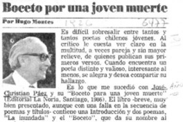 Boceto para una joven muerte  [artículo] Hugo Montes.