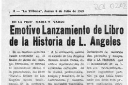 Emotivo lanzamiento de libro de la historia de L. Angeles  [artículo].