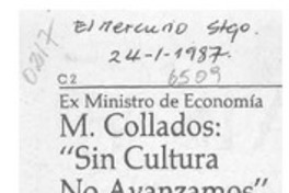 M. Collados, "Sin cultura no avanzamos"  [artículo].