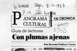 Con plumas ajenas  [artículo] Hernán Poblete Varas.
