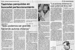 "Sólo podemos ser grandes haciendo autores chilenos"  [artículo].