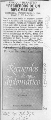 Recuerdos de un diplomático  [artículo].