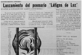 Lanzamiento del poemario "Látigos de luz"