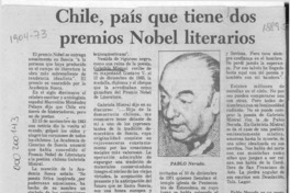 Chile, país que tiene dos premios Nobel literarios