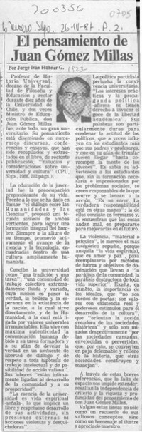 El pensamiento de Juan Gómez Millas  [artículo] Jorge Iván Hubner G.