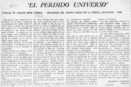 "El perdido universo"  [artículo] Edilberto Domarchi.