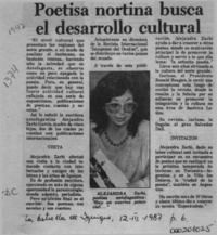 Poetisa nortina busca el desarrollo cultural  [artículo].
