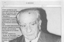 Semblanza de Juan Gómez Millas Semblanza de Juan Gómez Millas