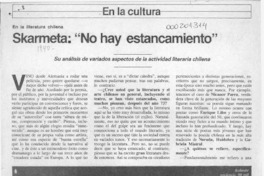 Skarmeta, "no hay estancamiento"  [artículo] Ana María Larraín.