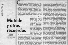 Matilde y otros recuerdos  [artículo] Hugo Goldsack.