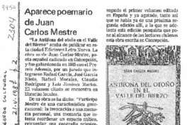 Aparece poemario de Juan Carlos Mestre  [artículo].