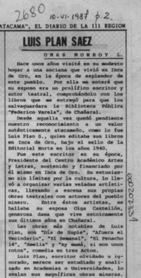 Luis Plan Sáez  [artículo] Omar Monroy L.