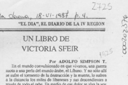 Un libro de Victoria Sfeir  [artículo] Adolfo Simpson T.