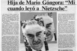 Hija de Mario Góngora, "Mi padre dejó de ser comunista cuando leyó a Nietzsche" Hija de Mario Góngora, "Mi padre dejó de ser comunista cuando leyó a Nietzsche"