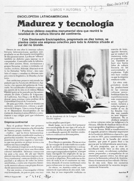 Madurez y tecnología  [artículo] Darío Oses.