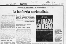 La fanfarria nacionalista  [artículo] Bernardo Subercaseaux.