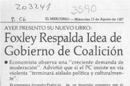Foxley respalda idea de gobierno de coalición  [artículo].