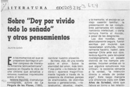 Sobre "Doy por vivido todo lo soñado" y otros pensamientos  [artículo] Agata Gligo.