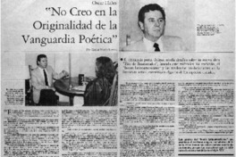 Oscar Hahn, "No creo en la originalidad de la vanguardia poética" Oscar Hahn, "No creo en la originalidad de la vanguardia poética"