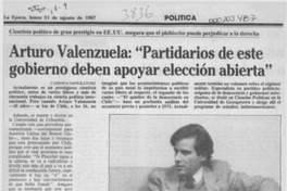 Arturo Valenzuela, "Partidarios de este gobierno deben apoyar elección abierta" Arturo Valenzuela, "Partidarios de este gobierno deben apoyar elección abierta"