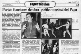 Parten funciones de obra poético-musical del Papa  [artículo].