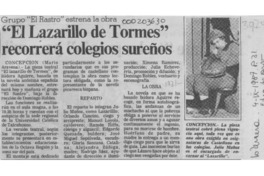 "El lazarillo de Tormes" recorrerá colegios sureños  [artículo] Mario Aravena.
