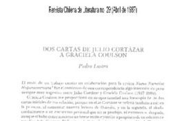 Dos cartas de Julio Cortázar a Graciela Coulson