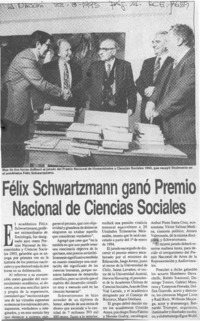 Félix Schwartzmann ganó Premio Nacional de Ciencias Sociales  [artículo].