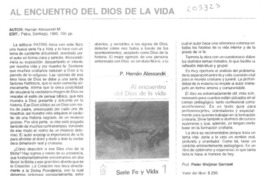 Al encuentro del Dios de la vida Al encuentro del Dios de la vida