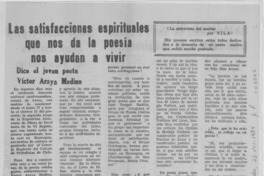 Las satisfacciones espirituales que nos da la poesía nos ayudan a vivir